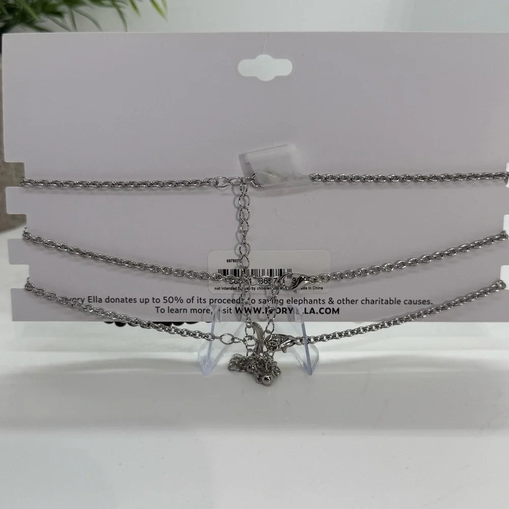 Ivory Ella Anklet Set Silver Tone Yin Yang Pearl Crescent Moon‎ 3 Piece NWT